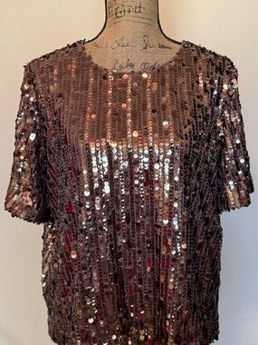LOFT Sequin Short Sleeve Top